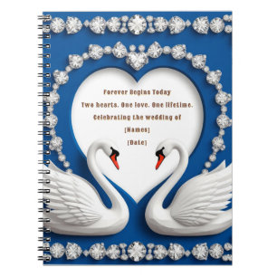 Diamond Swan Blue Wedding Love Arch Design Notebook
