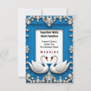 💍 Diamond Swan Heart Frame Romantic Invitation