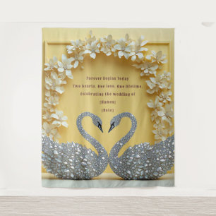 Diamond Swan Wedding Love Arch Design Tapestry