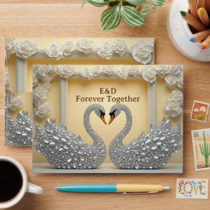 Diamond Swans Mirrored Romantic Decor Envelope