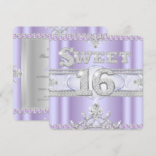 Diamond Sweet 16 Sixteen Party Purple Lilac Invitation