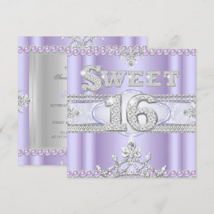 Diamond Sweet 16 Sixteen Party Purple Lilac Invitation