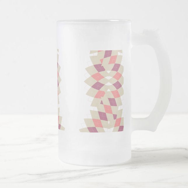 Diamond Swirl Pattern Frosted Glass Beer Mug (Right)