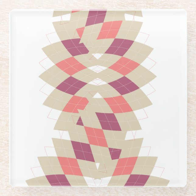 Diamond Swirl Pattern Glass Coaster (Front)