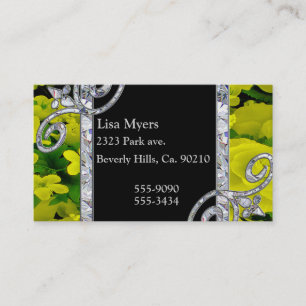 Diamond Swirls & Yellow Roses Business Card