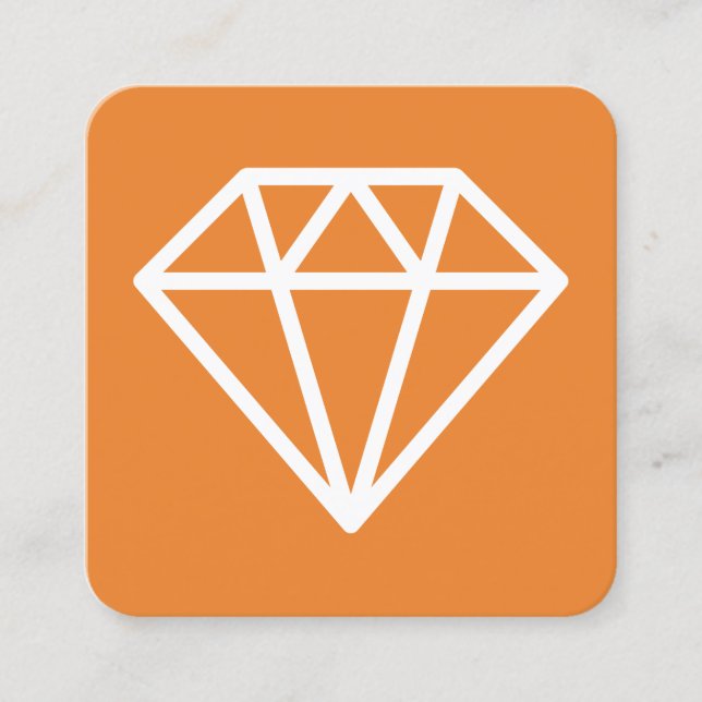 Diamond Symbol - White on Orange Square Business Card (Front)