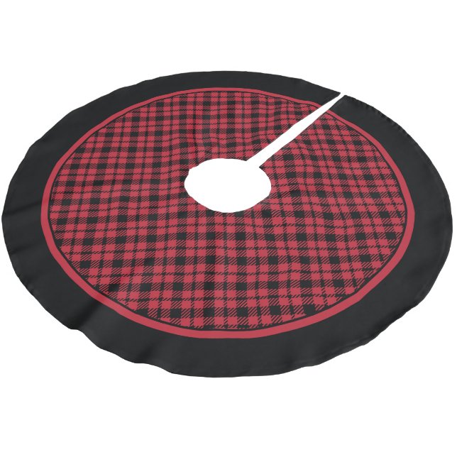 Diamond Tartan Red Black Plaid Tree Skirt (Angled)