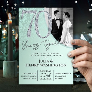 Diamond Texture Text 70th Wedding Anniversary  Invitation