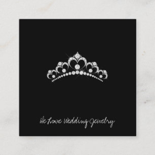 Diamond tiara on black wedding jeweller square business card