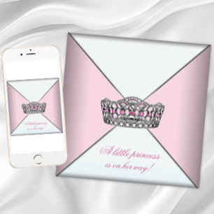 Diamond Tiara Pink Princess Baby Shower Invitation