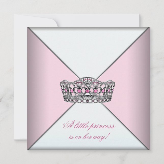 Diamond Tiara Pink Princess Baby Shower Invitation (Front)