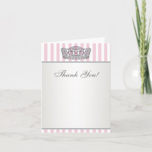 Diamond Tiara Silver Pink Princess Thank You Card