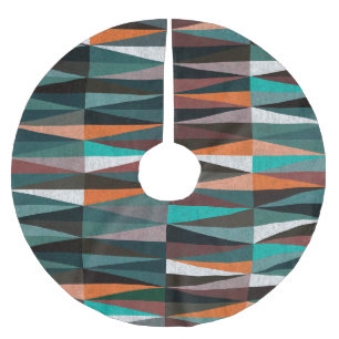 Diamond Tiles: Colourful Floor Mosaic Brushed Polyester Tree Skirt