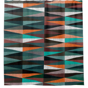 Diamond Tiles: Colourful Floor Mosaic Shower Curtain