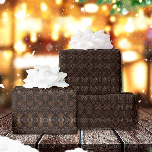 Diamond Tooled Leather Look Pattern Wrapping Paper (Creator Uploaded)