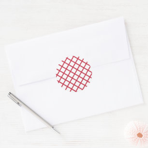 Diamond Trellis Cherry Red - White Classic Round Sticker
