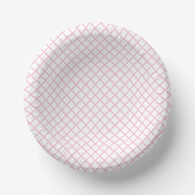 Diamond Trellis Light Pink - White Paper Plate (Front)