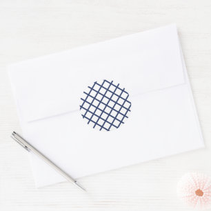 Diamond Trellis Navy Blue - White Classic Round Sticker
