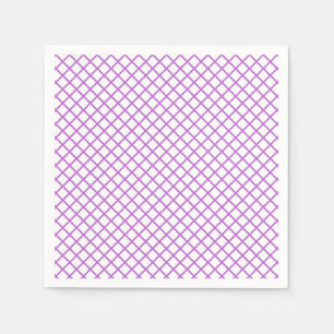 Diamond Trellis Orchid Purple - White Napkin