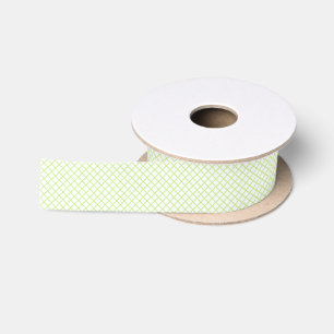 Diamond Trellis Spring Green - White Satin Ribbon