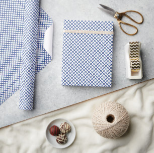 Diamond Trellis True Blue - White Wrapping Paper