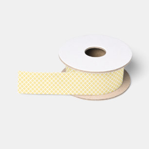Diamond Trellis White - Canary Yellow Satin Ribbon