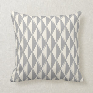 Diamond Tribal Pattern Grey and Cream Cushion