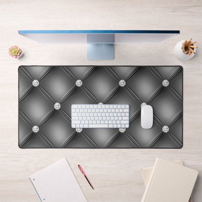 Diamond Tufted Design, Black Desk Mat (Office 1)
