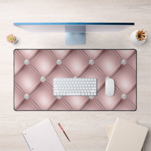 Diamond Tufted Design, Rose Gold Desk Mat
