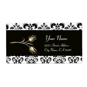 DIAMOND TULIPS BLACK WHITE  DAMASK