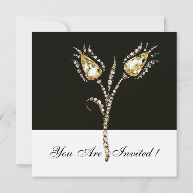 DIAMOND TULIPS ,Champagne Metallic Invitation (Front)