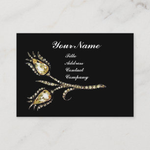 DIAMOND TULIPS DAMASK MONOGRAM ,Black & White Business Card