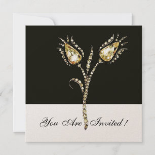 DIAMOND TULIPS ,Gold Metallic Invitation
