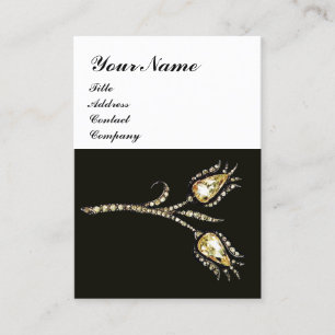 DIAMOND TULIPS MONOGRAM ,Black & White Business Card
