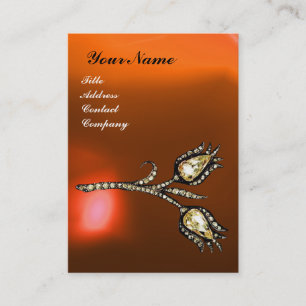 DIAMOND TULIPS MONOGRAM ,Yellow Orange Agate Business Card
