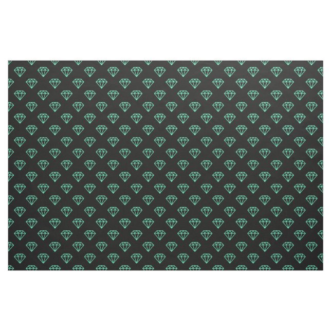 Diamond - Turquoise on Black Fabric (Yard)