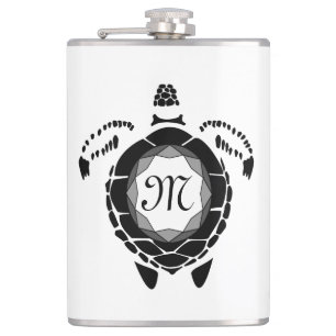 Diamond Turtle Shellback Monogram Hip Flask