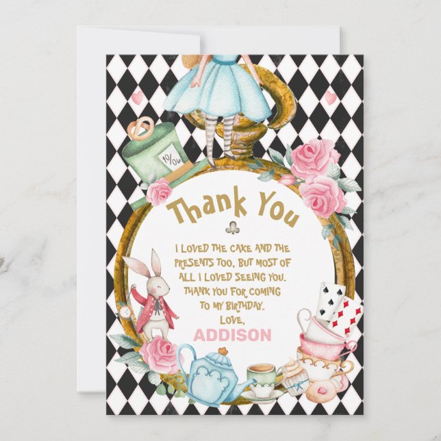 Diamond Watch Alice Wonderland Thank You Card (Front)
