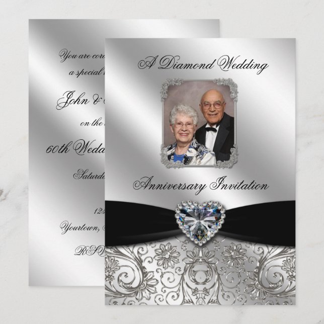 Diamond Wedding Anniversary 5x7 Photo Invite (Front/Back)