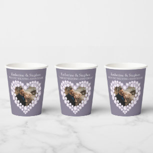 Diamond wedding anniversary 60th photo grey paper cups