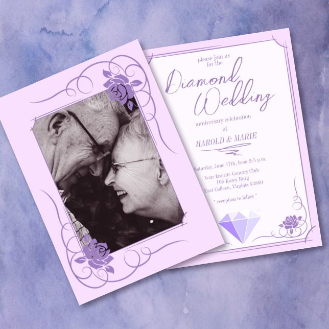 Diamond Wedding Anniversary Celebration Photo Invitation (Creator Uploaded)
