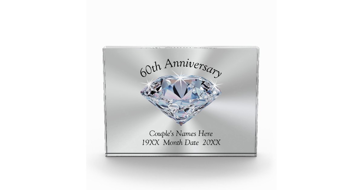 Diamond Wedding Anniversary Gifts, Personalised Award Zazzle