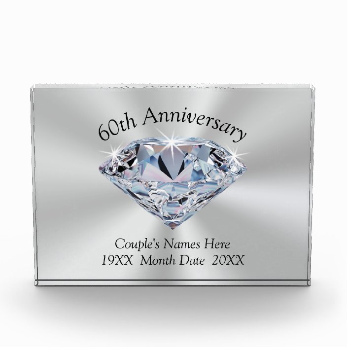 Diamond Wedding Anniversary Gifts, Personalised Award Zazzle.co.uk
