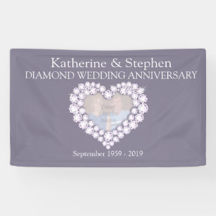 Diamond Wedding anniversary grey banner