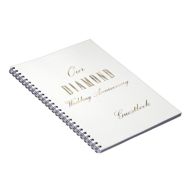 Diamond Wedding Anniversary Guest Book White Gold (Right Side)