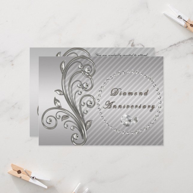 Diamond Wedding Anniversary Invitation (Front/Back In Situ)