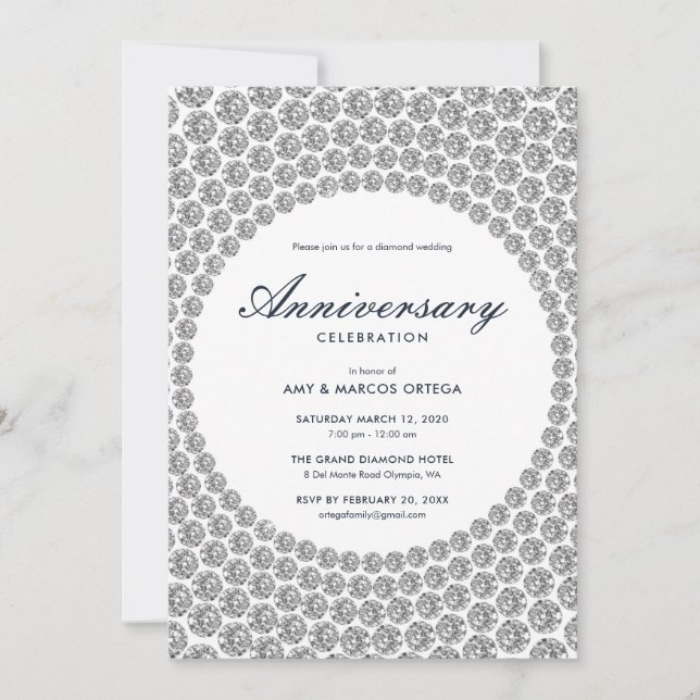 Diamond Wedding Anniversary Invitation (Front)