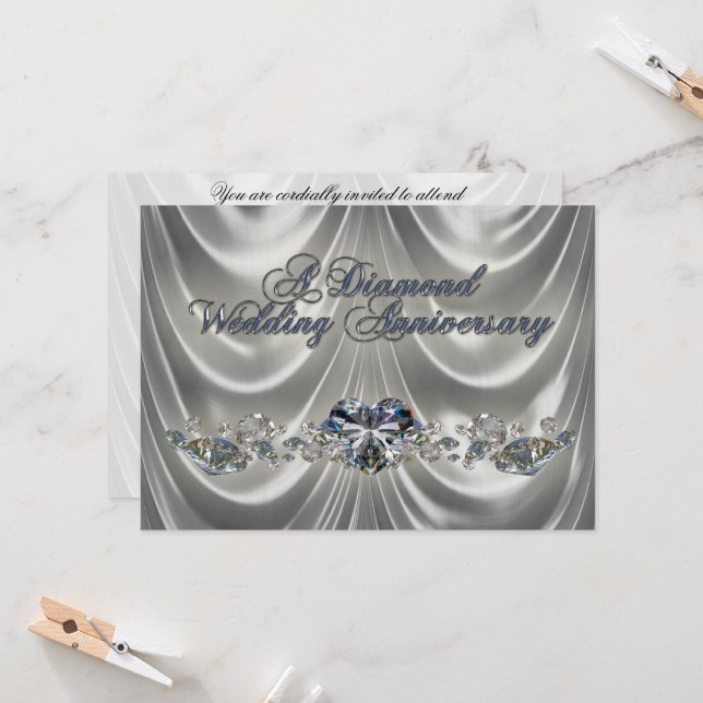 Diamond Wedding Anniversary Invitation Card (Front/Back In Situ)