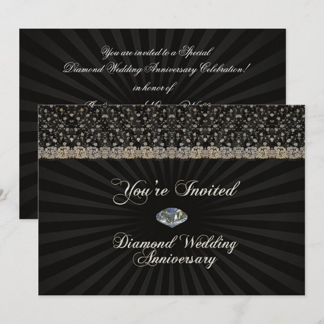Diamond Wedding Anniversary Invitation Card (Front/Back)