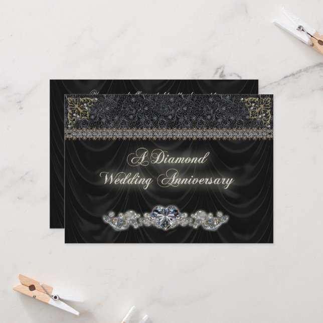 Diamond Wedding Anniversary Invitation Card (Front/Back In Situ)